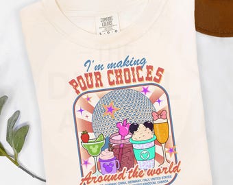 Diseño de camiseta para beber en Epcot PNG: Margarita retro, viajes por el mundo (descarga digital)