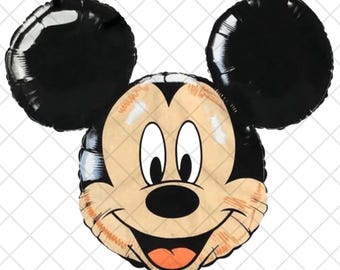 Globo con cabeza de ratón negro PNG / Personaje de dibujos animados Clipart / Descarga digital