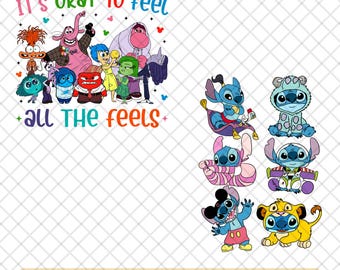 Paquete PNG de Disney Intensa-Mente y Stitch / Clipart "Todas las emociones" (Descarga digital)