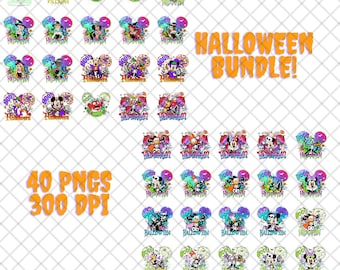 Paquete PNG de Halloween de Disney, Mickey y sus amigos, diseños de sublimación (40, 300 ppp)