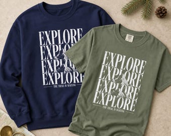 ハイキングシャツ＆スウェットシャツ、マウンテンアドベンチャーグラフィックTシャツ、国立公園アパレル、アウトドア愛好家へのギフト