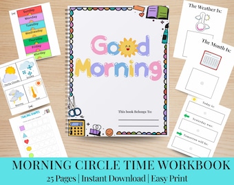 Printable Preschool Morning Menu | 25 Pages | Homeschool Circle Time Workbook Busybook  (Digital PDF)
