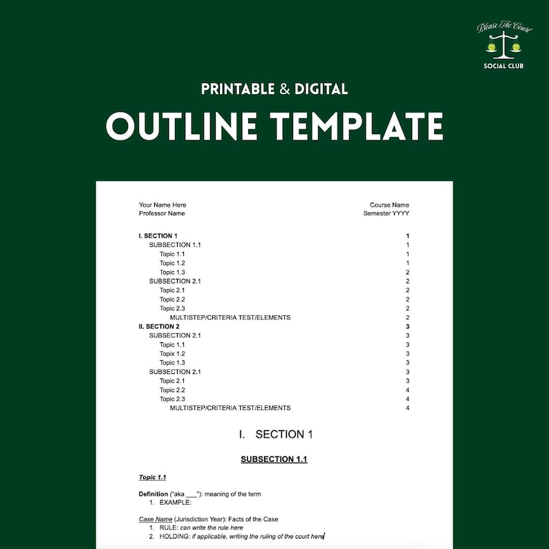 Law School Outline Template - Etsy Canada