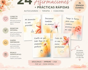 Spanish Affirmation Cards PDF | Self-Care, Mindfulness, Therapy Tool (Digital Download)