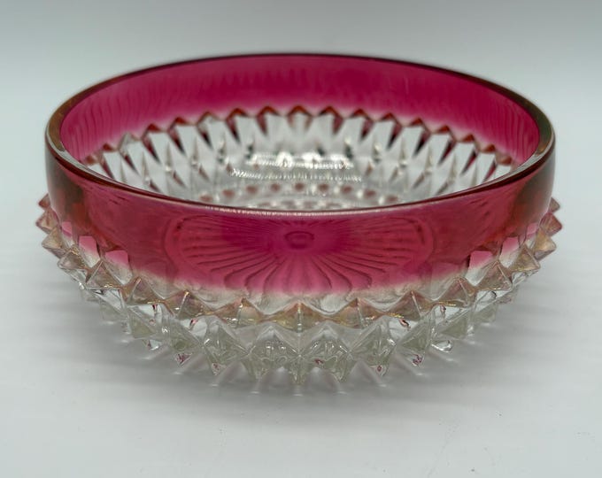 Ruby Diamond Point Vintage Indiana Glass