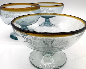 3 Don Carlos Handblown Vintage Promo 3.5" Margarita Glasses