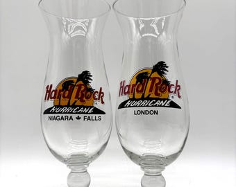 2 Vintage Hard Rock Café 9.25" Hurricane Glasses, Very EUC
