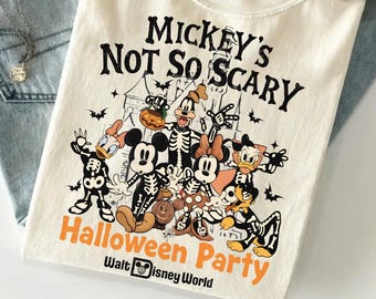 Mickey's Not So Scary Halloween Party 2026 Skeleton Shirt, Retro Disney Halloween Comfort Colors Shirt, 2026 Halloween Disney Family Shirt