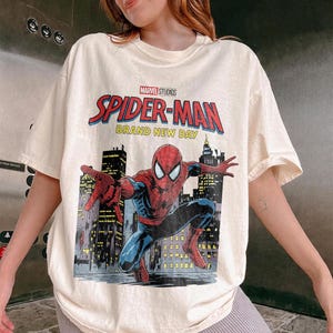 Retro Spider Man Brand New Day Shirt, Tom Holland Spidey Tee, Vintage Superhero Shirt, Marvel Comics Shirt, MCU Fan Gift, Comfort Colors Tee image 2
