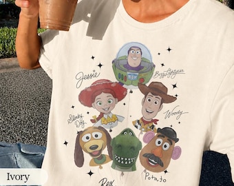 Retro Toy Story Balloon Shirt, Woody Buzz Jessie Rex Slinky Dog, Cute Pixar Characters Tee, WDW Toy Story Friends Family Trip Outfit