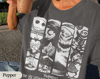 Disney Tim Burton's The Nightmare Before Christmas Halloween Shirt, WDW Disneyland Family Vacation Trip, Jack Sally Oogie Boogie Group Tee