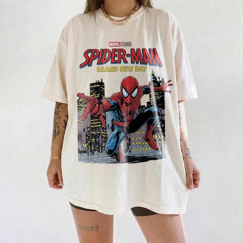 Retro Spider Man Brand New Day Shirt, Tom Holland Spidey Tee, Vintage Superhero Shirt, Marvel Comics Shirt, MCU Fan Gift, Comfort Colors Tee image 5