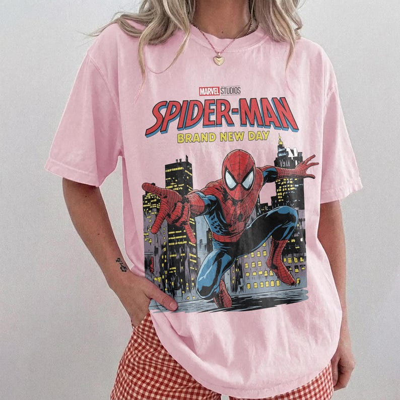 Retro Spider Man Brand New Day Shirt, Tom Holland Spidey Tee, Vintage Superhero Shirt, Marvel Comics Shirt, MCU Fan Gift, Comfort Colors Tee image 3