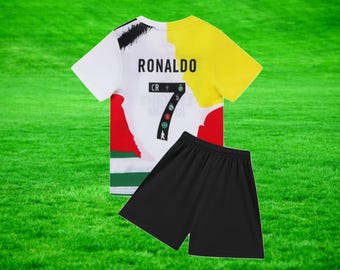 Camiseta de fútbol infantil de equipos mixtos de Ronaldo, regalo para fanáticos del fútbol para niños, regalo de cumpleaños