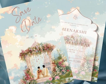 South Indian Wedding Invitation Template Temple Wedding Invite Editable Tamil Telegu Malayalam Card Floral Mandap Shaadi Digital Download