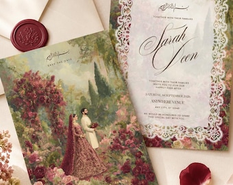 Elegant Burgundy Pakistani Nikkah Invitation Walima Muslim Wedding Baarat Invite Red Islamic Wedding Garden Card Editable Digital Download