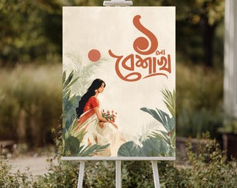 Cartel de bienvenida de Pohela Boishakh Bangla / Bangladesh Pohela Boishakh Shubho Noboborsho Cartel / Descarga digital de la junta de bienvenida de Año Nuevo bengalí