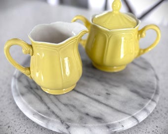 Vintage Federalist Ironstone Buttercup Yellow Creamer & Sugar Set
