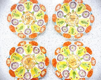 RARE Vintage Anthropologie Floral Scallop Appetizer Salad Dessert Tea Party Plates