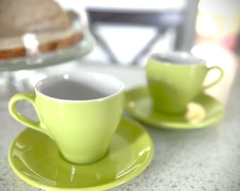 Vintage IKEA Chartreuse Demitasse Cup & Saucer Set of 2