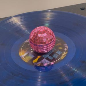 Mirrorball Turntable Spinner. Spinning Disco Ball for Vinyl Players! Pink