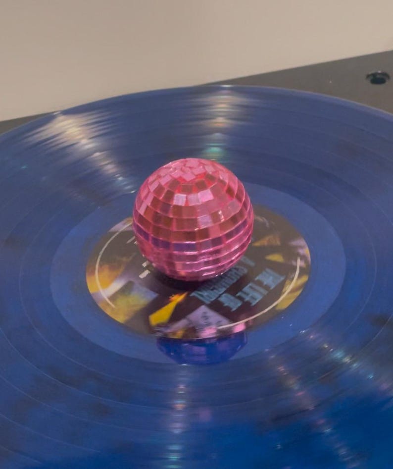 Mirrorball Turntable Spinner. Spinning Disco Ball for Vinyl Players! Pink
