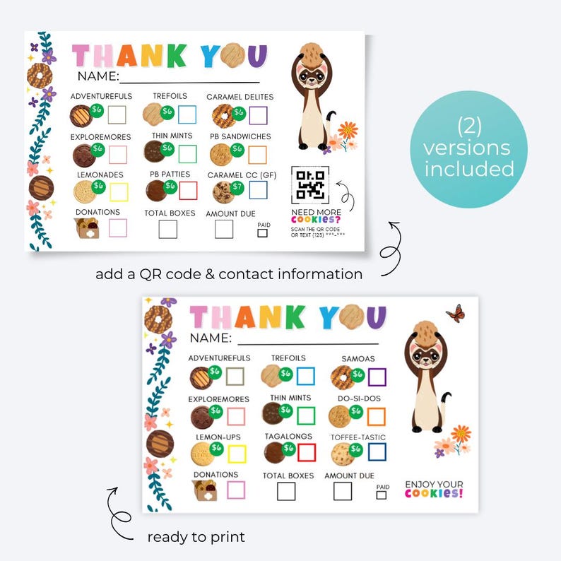 Girl Scout Cookie Order Form Printable | BOTH BAKERS included | Instant Download PDF image 3