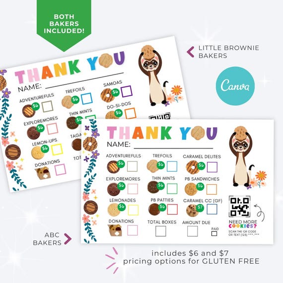 Girl Scout Cookie Order Form Printable | BOTH BAKERS included | Instant Download PDF