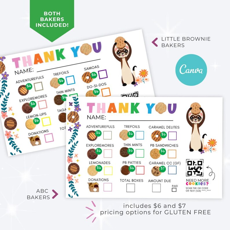 Girl Scout Cookie Order Form Printable | BOTH BAKERS included | Instant Download PDF image 1