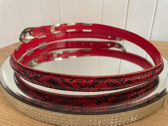 Vintage 1980s Snake Python Head Statement Belt - … - image 2