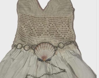 Handmade Scallop Silver plated Shell Belt |Silver Chain Link | Adjustable | Boho-Chic Statement Piece