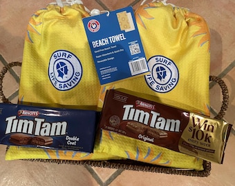 Reserved for PETRA G: Ultimate Aussie Care Package | 2x Surf Life Saving Queensland Towels and Arnott's Tim Tams Box