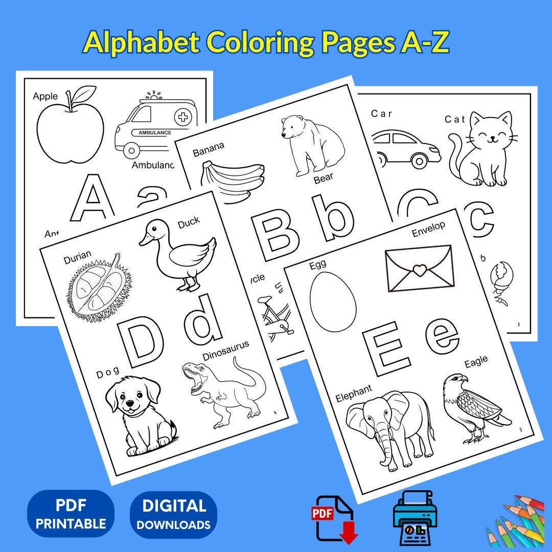 ABC Coloring Book: Educational Alphabet Printable Pages (PDF Download A ...