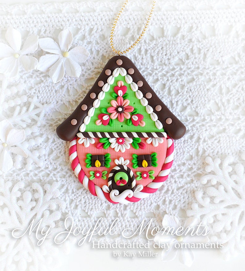 Handcrafted Polymer Clay Christmas Gingerbread House Ornament Etsy