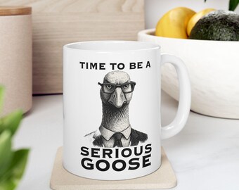 Taza de café "Silly/Serious Goose", regalo divertido para amantes del café, taza de oficina, regalo para amantes del té, decoración inspiradora para la cocina