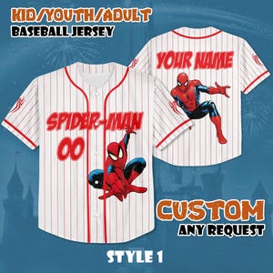 Personalisiertes Spider-Man Baseball Jersey, personalisiertes Disney Spider-Man Jersey Shirt, Superheld Shirt, Geschenk für Disney Fans & Kinder