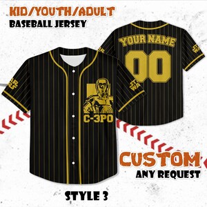 Custom C-3PO Baseball Jersey, Star Wars Gift