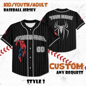 Custom Spider-Man Baseball Jersey, Personalized Disney Spider-Man Jersey Shirt, Superhero Shirt, Gift for Disney Fans & Kids