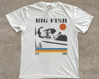 T-shirt Big Fish-film, retrofilmshirt, comfortabele kleuren T-shirt uniseks