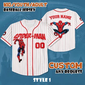 Custom Spider-Man Baseball Jersey, Personalized Disney Spider-Man Jersey Shirt, Superhero Shirt, Gift for Disney Fans & Kids