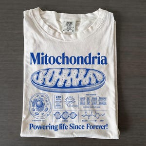 Mitochondria Powering Life Shirt, Biology Science Graphic Tee, Cell Diagram T-Shirt, STEM Learning Gift