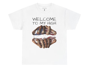 Camiseta de Unidad Multicultural: Manos Costureras Reparando la Bandera Estadounidense