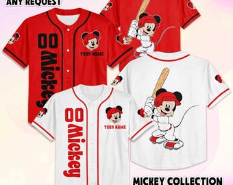 Personalized Mickey Mouse Baseball Jersey, Disney Mickey and Friends Shirt, Disney Baseball Team Outfit, Birthday Gift