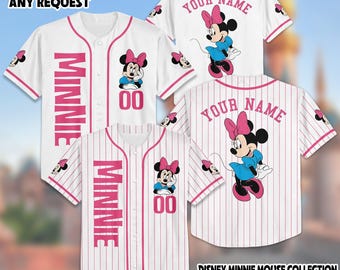 Camisa de beisebol personalizada da Minnie Mouse - Camisa do time da Disneylândia