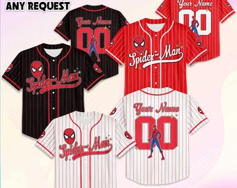 Personalized Spider-Man Baseball Jersey, Custom Superhero Shirt