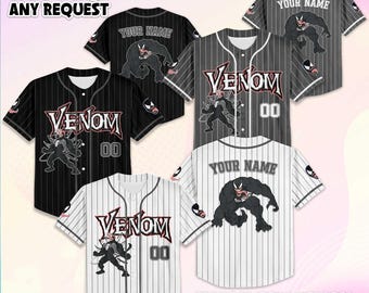 Camiseta de béisbol personalizada de Venom, regalo personalizado para fans