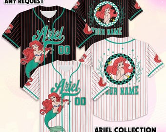 Personalized Ariel Princess Baseball Jersey, Custom Disney The Little Mermaid Shirt, Matching Team Outfit, Birthday Gift