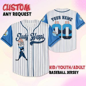 Personalized Judy Hopps Baseball Jersey, Disney Zootopia 2 Baseball Shirt, Matching Disney Trip Outfit, Gift For Fan image 3