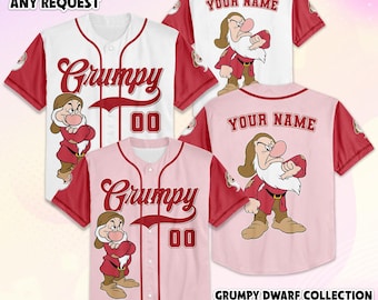 Personalized Grumpy Dwarf Baseball Jersey, Disney Snow White And The Seven Dwarfs Shirt, Baseball Team Shirt, Gift For Fan
