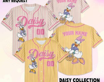 Personalize Daisy Duck Easter Day Baseball Jersey, Disney Mickey and Friends Baseball Shirt, Matching Disney Trip Outfit, Birthday Gift